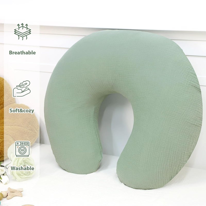 Hooyax غطاء وسادة الرضاعة هوياكس من موسلين ناعم وقابل للتنفس لرضاعة الأمهات، غطاء وسادة للأطفال الرضع قابل للإزالة ومرن للأولاد والبنات باللون الأخضر - Image 5