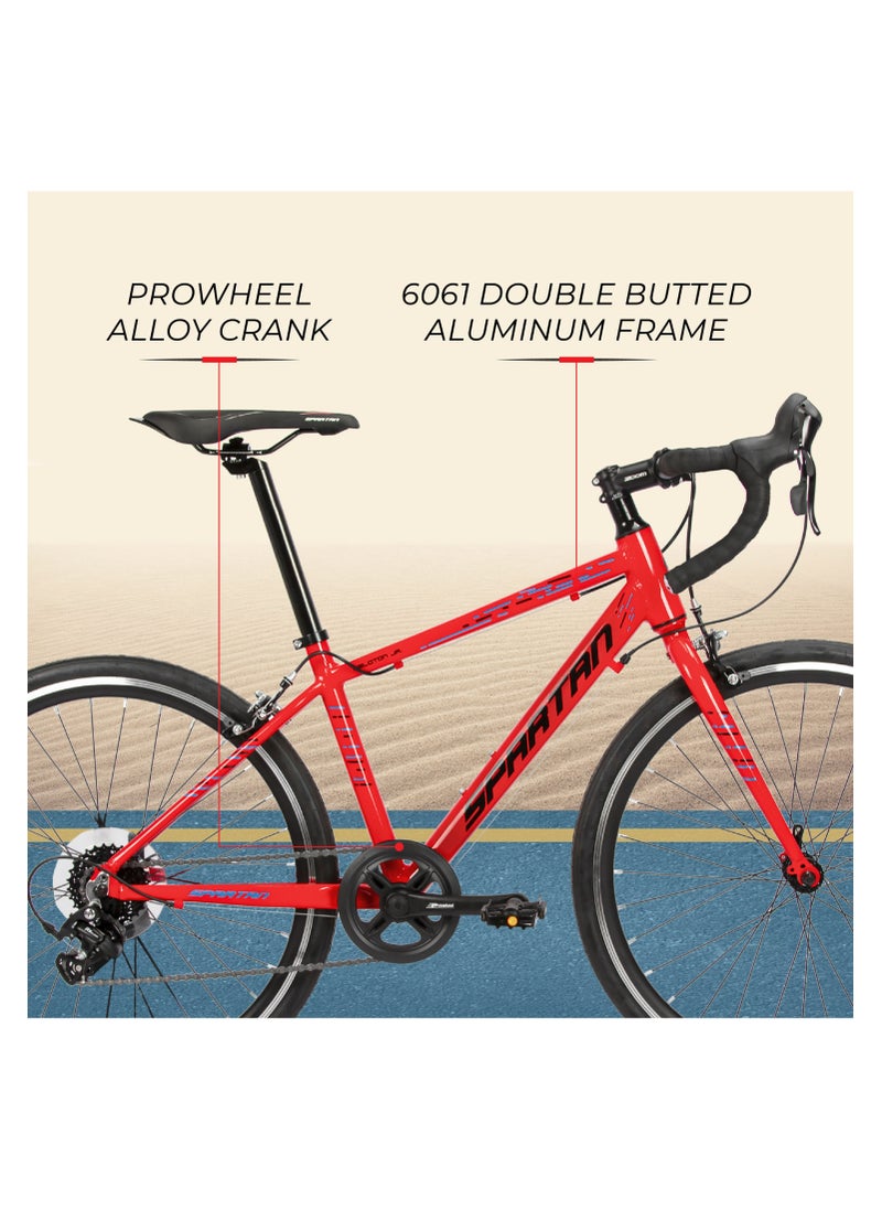 Spartan - 24". Jr Peloton Road Bicycle, Road Bicycles For Youth, Alloy Frame Road Bike, Light Weight Cycle, 8 Speed, Red - Image 1