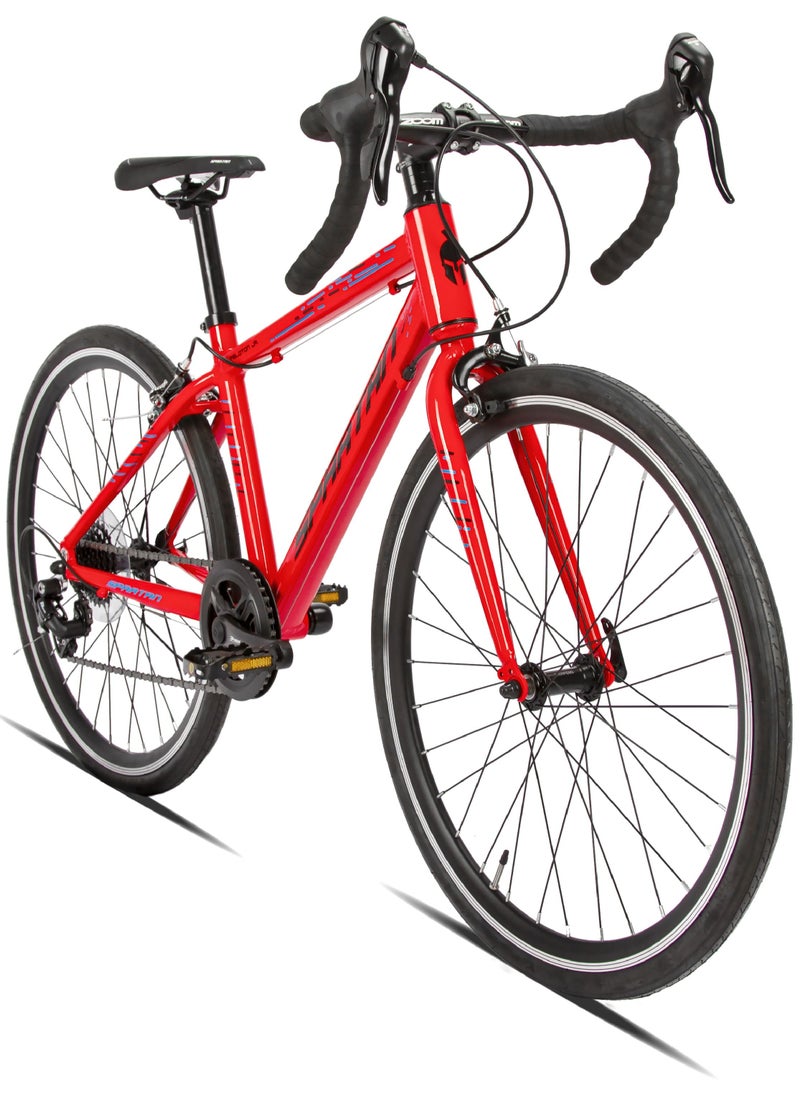 Spartan - 24". Jr Peloton Road Bicycle, Road Bicycles For Youth, Alloy Frame Road Bike, Light Weight Cycle, 8 Speed, Red - Image 1