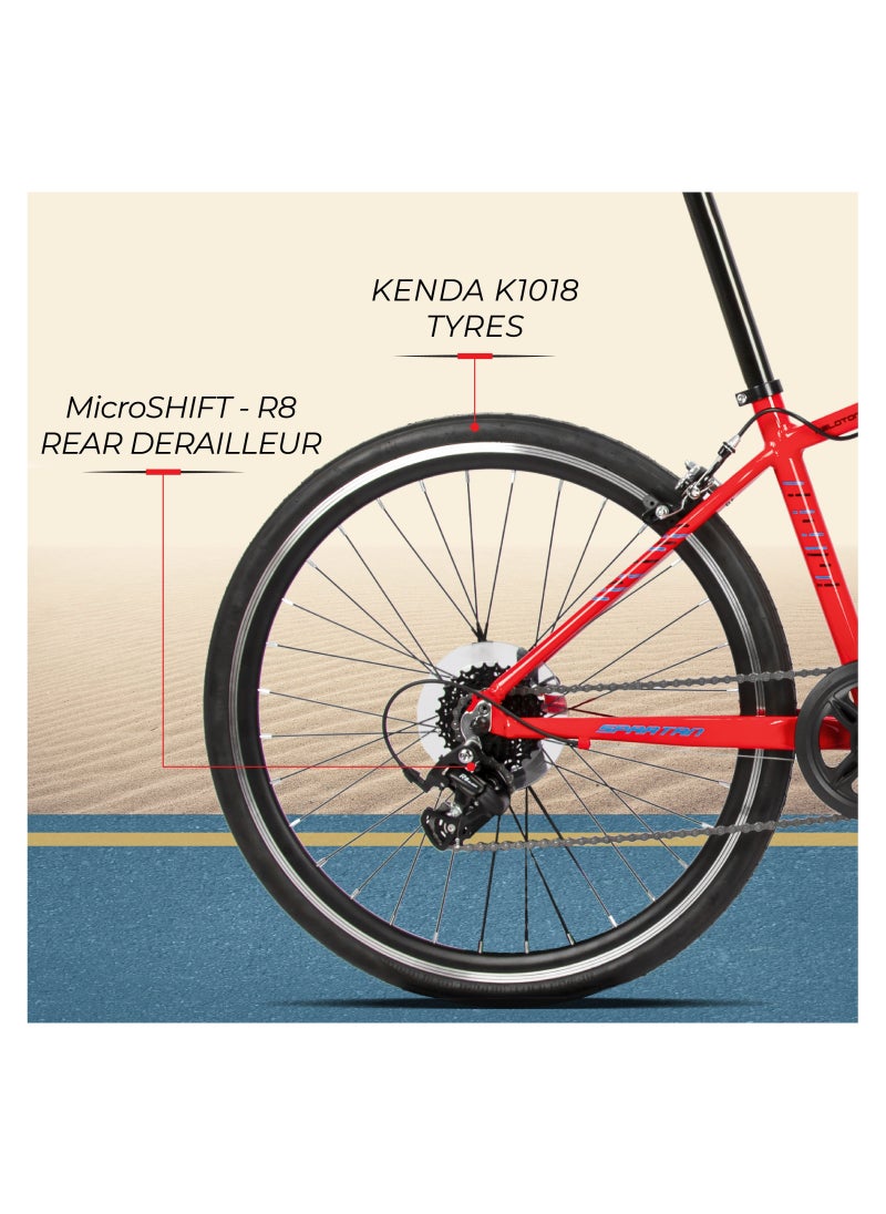 Spartan - 24". Jr Peloton Road Bicycle, Road Bicycles For Youth, Alloy Frame Road Bike, Light Weight Cycle, 8 Speed, Red - Image 1