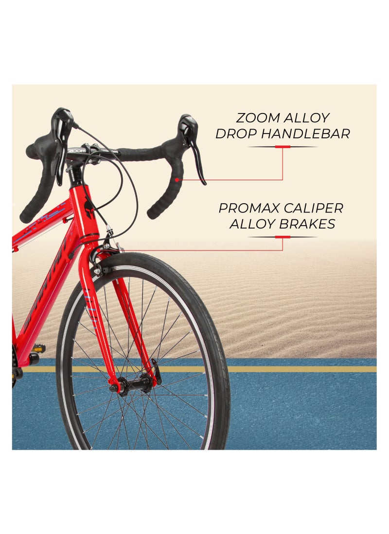Spartan - 24". Jr Peloton Road Bicycle, Road Bicycles For Youth, Alloy Frame Road Bike, Light Weight Cycle, 8 Speed, Red - Image 1