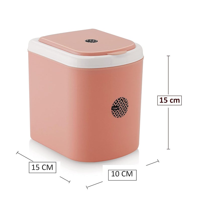 Nabhya مجموعة بلاستيكية من 2 قطعة سلة مهملات صغيرة للتخلص من النفايات للسيارة ومكتب العمل والاستخدام المنزلي (أسود، وردي)، مفتوحة من الأعلى - Image 5