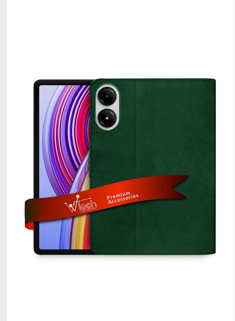 Wtech Xiaomi Redmi Pad Pro 2024 / Xiaomi Poco Pad 2024 / Xiaomi Poco Pad M1 2025 /  Xiaomi Redmi Pad 2 Pro 2025 12.1 Inch PU Leather Magnetic Closure Flip Case Cover - Dark Green - Image 1