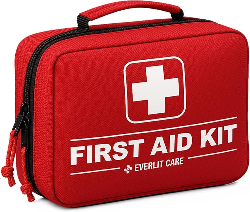 EVERLIT CARE 380 Pcs First Aid Kit for College Student AllPurpose Medicine Kit for Cuts Scrapes Burns Emergency Preparedness for Home Office Car Travel Camping Outdoor Red - Image 1