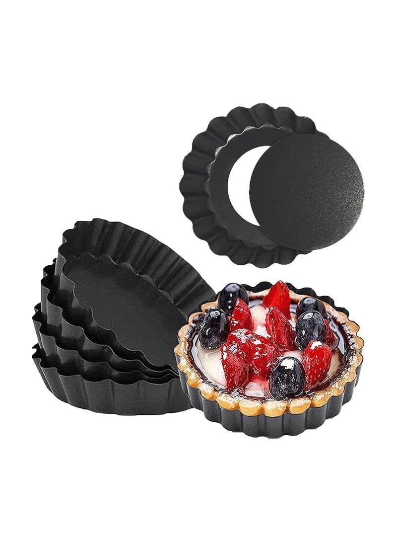 general Mini Custard Tart Tray, with Removable Bottom Round Non-Stick Quiche Pan, Heavy Duty Grooved Surface, For Pies, Mousse Cakes, Dessert Baking (4 Inches 6 Pieces) - Image 1