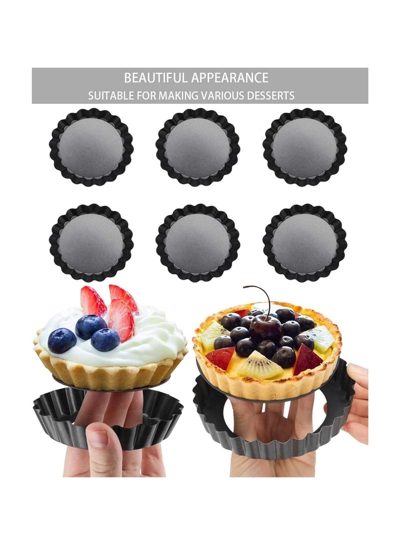 general Mini Custard Tart Tray, with Removable Bottom Round Non-Stick Quiche Pan, Heavy Duty Grooved Surface, For Pies, Mousse Cakes, Dessert Baking (4 Inches 6 Pieces) - Image 3