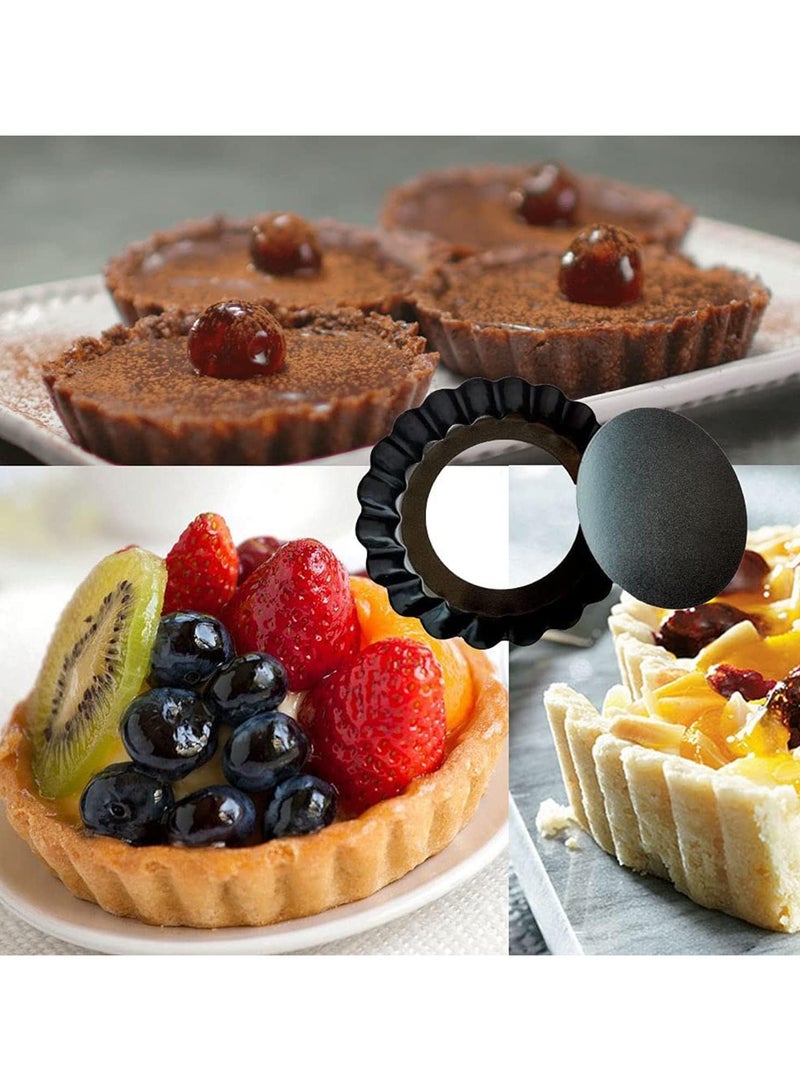 general Mini Custard Tart Tray, with Removable Bottom Round Non-Stick Quiche Pan, Heavy Duty Grooved Surface, For Pies, Mousse Cakes, Dessert Baking (4 Inches 6 Pieces) - Image 2