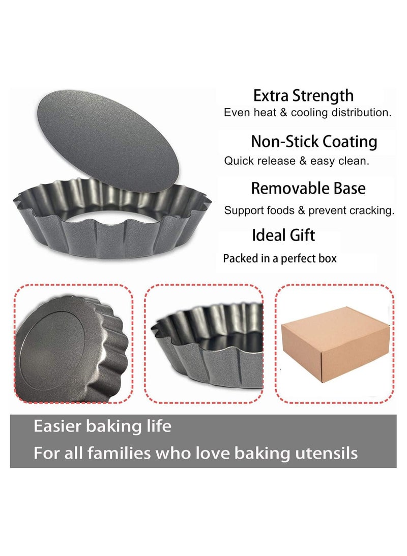 general Mini Custard Tart Tray, with Removable Bottom Round Non-Stick Quiche Pan, Heavy Duty Grooved Surface, For Pies, Mousse Cakes, Dessert Baking (4 Inches 6 Pieces) - Image 4