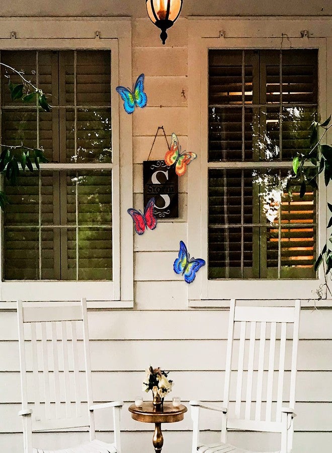 Daogtc Metal Butterfly Wall Decor- 6.5'' 3D Metal Colorful Hanging Double Wings Butterflies for Garden Yard Decoration Outdoor or Indoor (4 Pack) (Colorful-1) - Image 5