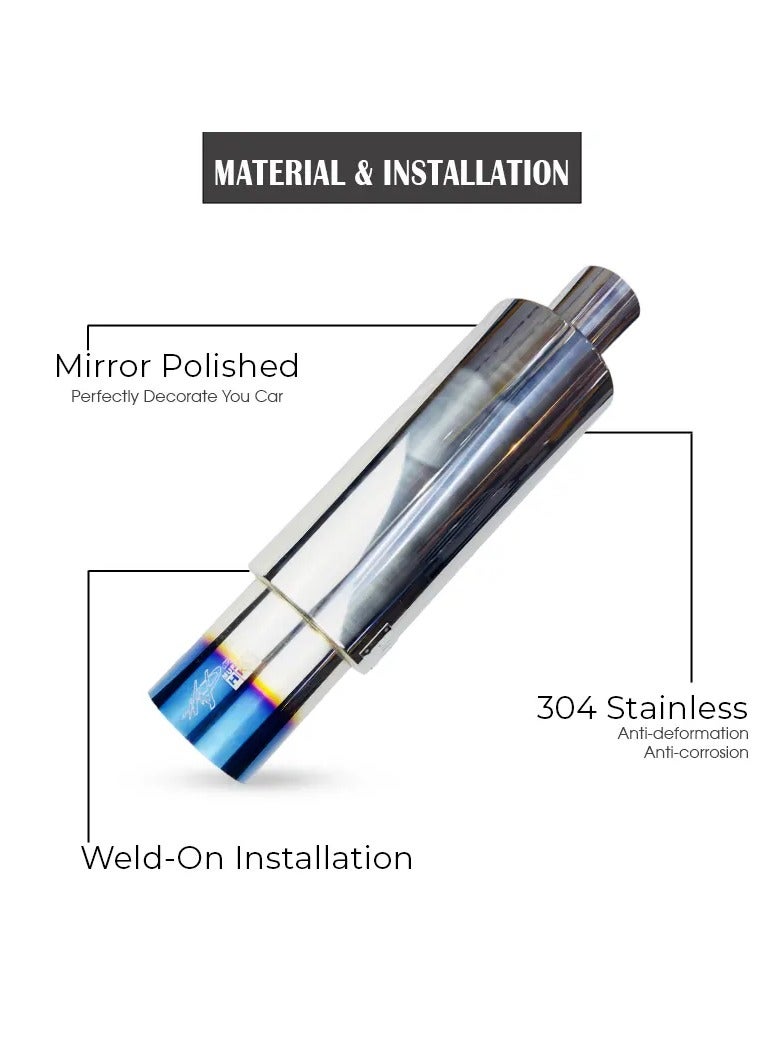 WINCA Exhaust Muffler, 2.5" Inlet Outlet Exhaust Tip Pipe 63mm Stainless Steel Universal Exhaust Muffler for Most Cars, Sedans, and Trucks (127 FH 37) - Image 3