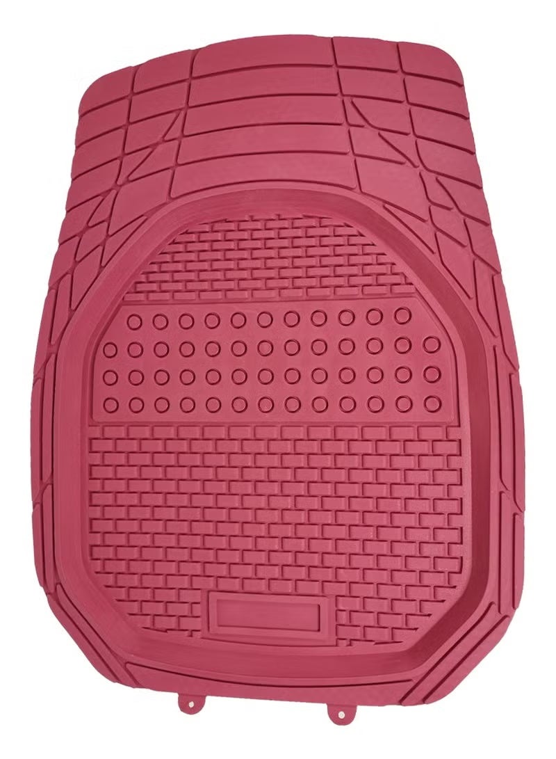 3XR Universal Car Floor Mat Set, Non-Skip, High-Quality PVC, All-Season, 5 Pcs - Maroon - Image 3