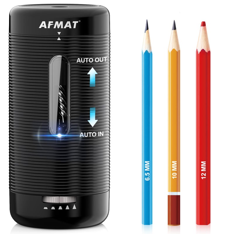 AFMAT Electric Pencil Sharpener, Fully Automatic Pencil Sharpener, Auto in & Out, Rechargeable Hands-Free Sharpeners for Jumbo & Colored Pencils (6.5-12mm), Portable for Home/Classroom/Office PSC2 - Image 1