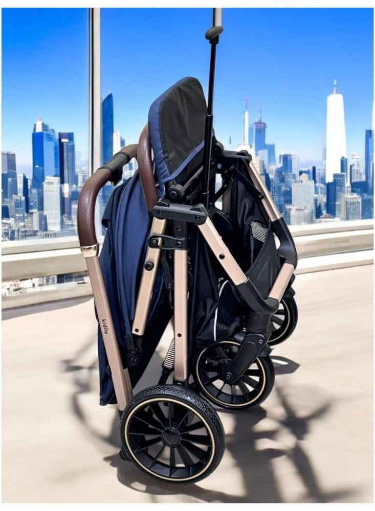 kidilo Travel and Hiking Stroller, Lightweight and Easy to Fold - code (6530 pro) black - Image 2