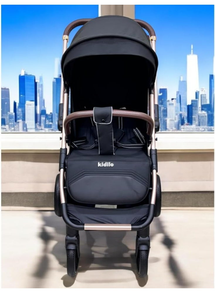 kidilo Travel and Hiking Stroller, Lightweight and Easy to Fold - code (6530 pro) black - Image 4