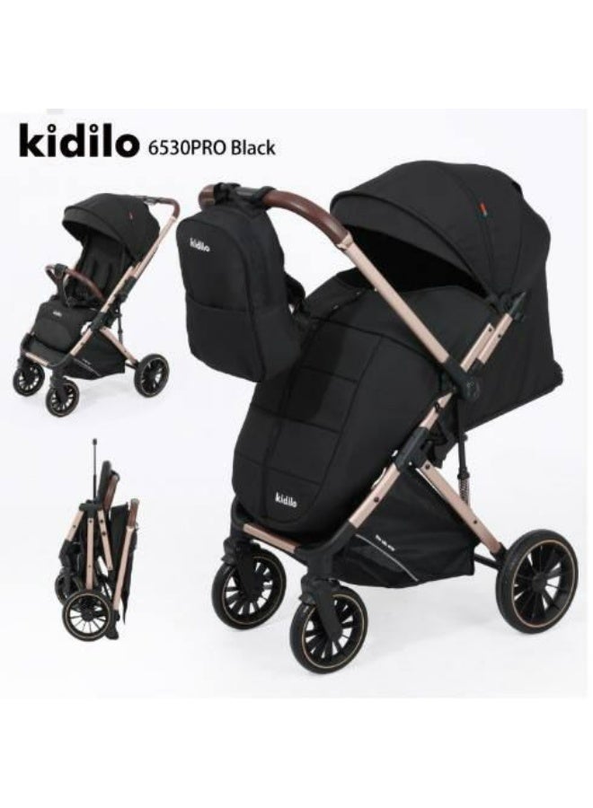 Kidilo 6530 PRO (B)Luxury Baby Stroller – Heavy Duty Foldable Pushchair with Shock Absorption System, Multi-Position Recline, and Compact Fold for Travel – Suitable for Newborns to Toddlers comes with bag - Image 1