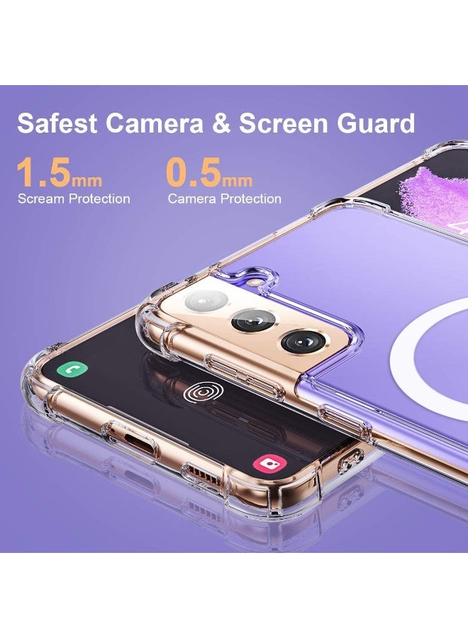 Magnetic Phone Case for Samsung Galaxy S21+  5G Clear Shockproof Airbag Bumper Protective Cover, Hybrid Design Hard PC Back and Flexible TPU Frame, Compatible with Magsafe Charging - Image 5