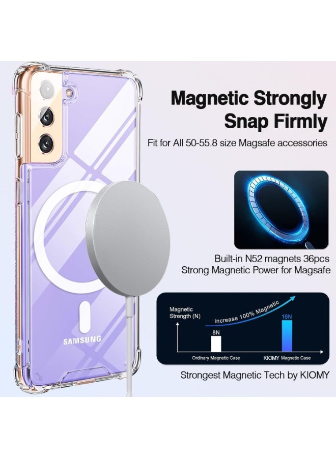 Magnetic Phone Case for Samsung Galaxy S21+  5G Clear Shockproof Airbag Bumper Protective Cover, Hybrid Design Hard PC Back and Flexible TPU Frame, Compatible with Magsafe Charging - Image 3
