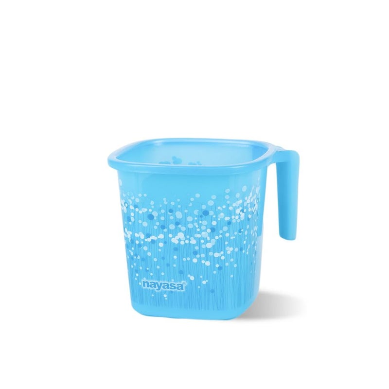 NAYASA Plastic Square Funk Mug | 1.5 Litre Bathroom Mug | Durable & Unbreakable Bath Mug | Lightweight with Easy-Grip Handle | Blue - Image 2