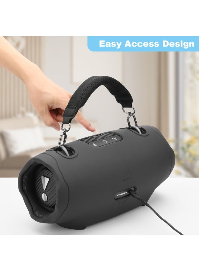 Silicone Cover Case for JBL Xtreme 4 Speaker, Carrying Case for Xtreme 4 Protable Bluetooth Speaker Accessories Travel Case with Detachable Handle Strap (Black) - Image 2