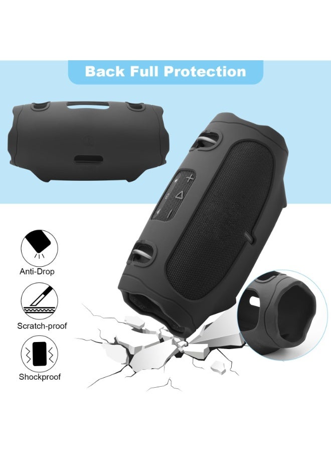 Silicone Cover Case for JBL Xtreme 4 Speaker, Carrying Case for Xtreme 4 Protable Bluetooth Speaker Accessories Travel Case with Detachable Handle Strap (Black) - Image 3