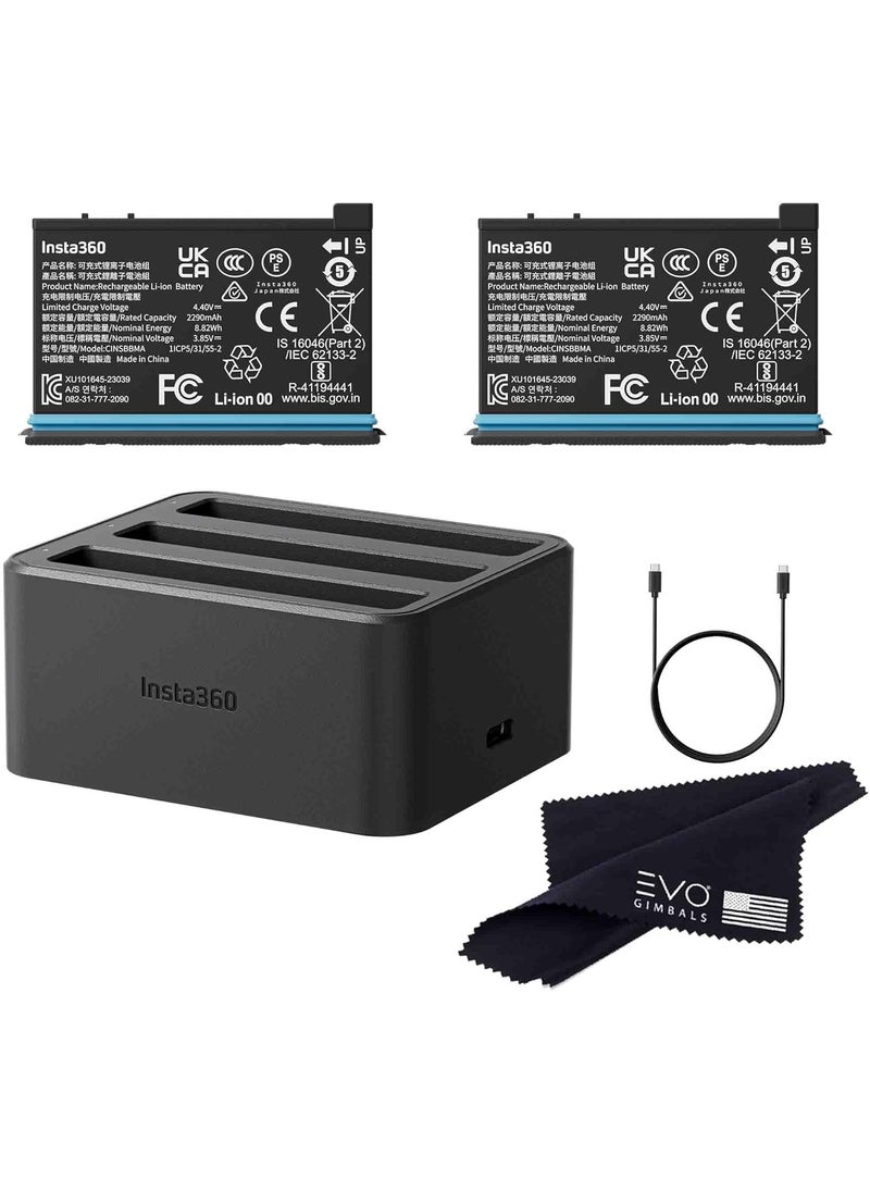Insta360 Insta360 X4 Battery2290mAh Fast Charge Hub BundleOnly X4 360 Camera 2 Batteries1 Charger  - Image 1