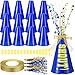Rotatingpals 12 Pcs Blue Cheer Megaphone Bulk Plastic DIY Megaphone Party Accessory Cheerleading Centerpiece Decor for School Cheers Sports Match Game Outdoor ActivitiesShoutBlue Gold - Image 2