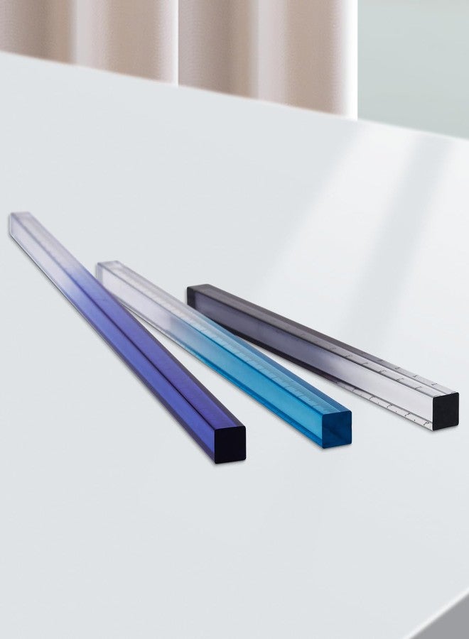 Honagu 3 Pack Acrylic Clear Rulers, Color Transparent Plastic Ruler, Measuring Tools for Student School Home Office, Three-Dimensional Ruler, Metric Units（Royal Blue Sky Blue Grey） - Image 5