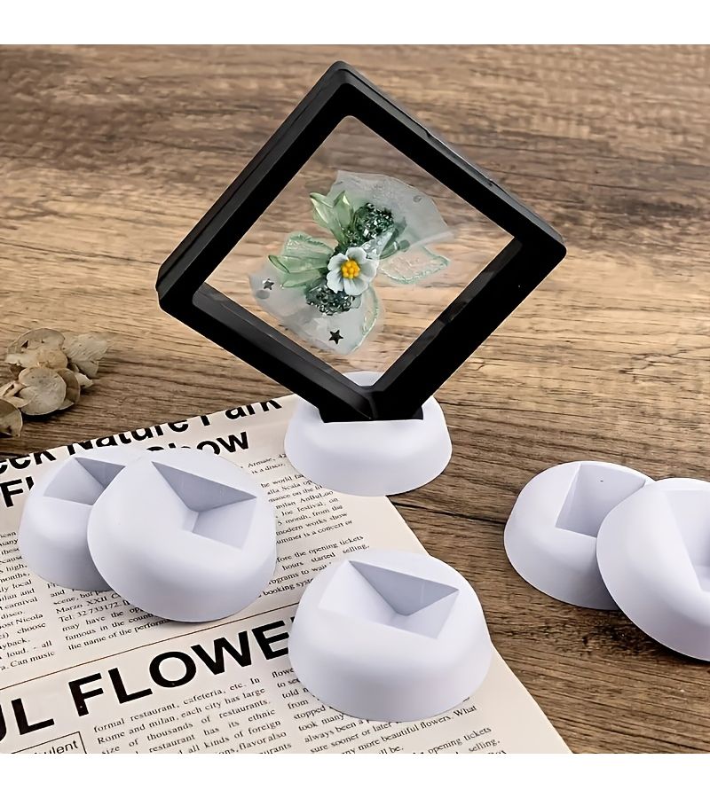 Set Of 5 Hexagonal Black Jewelry Display Bases For Retail Storage - Image 2