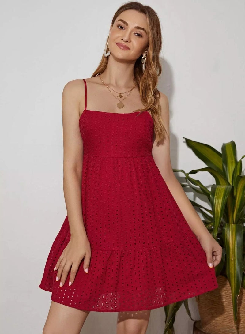 Maternity Tie Backless Ruffle Hem Schiffy Slip Dress - Image 2