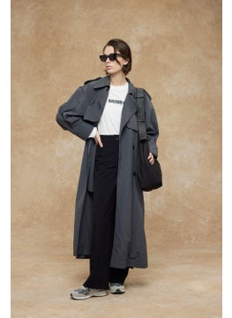 Manuka Technical Fabric Oversize Trench Coat Anthracite  - Image 2