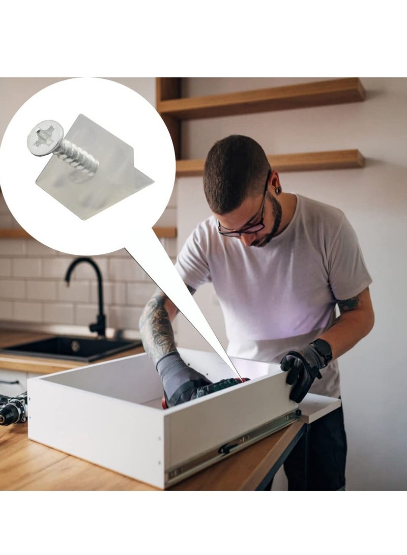 500 Packs Drawer Wedges Bracket Pallet Drawer Bottom Support Brackets Drawer Wedges Sagging Drawer Bottom Support Brackets for Home Repair 45 Angle Code - Image 4