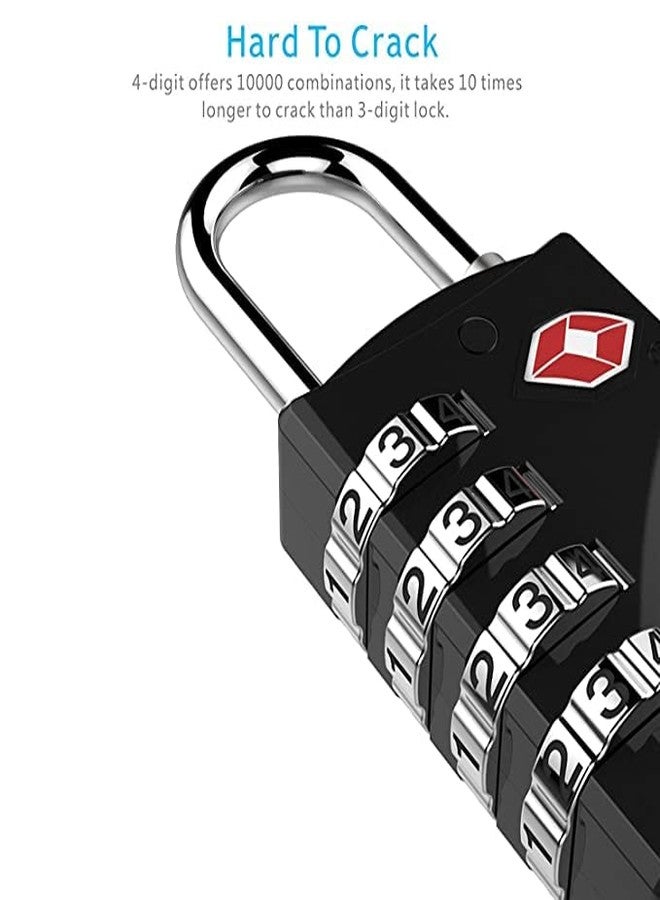 VENEKETY Set Of 2-309-Metal Tsa Approved Combination Lock For Luggage Bag Number Password Travel Locks(Black) - Image 3