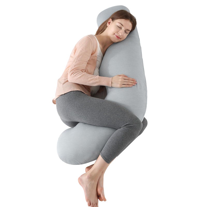 Pregnancy Pillow for Sleeping J Shape Comfort Cooling Maternity  Body Pillow Nursing Support Full Body Pillow for Pregnant Support Hips Leg Back for Pregnancy Pillow with Removable and Washable