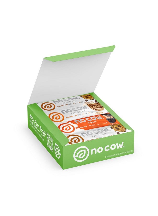 No Cow High Protein Bars, Peanut Butter Lovers Variety Pack - Healthy Snacks, 20g Vegan Protein, High Fiber, Low Sugar, Keto Friendly, Dairy & Gluten Free (12 Count) - Image 1
