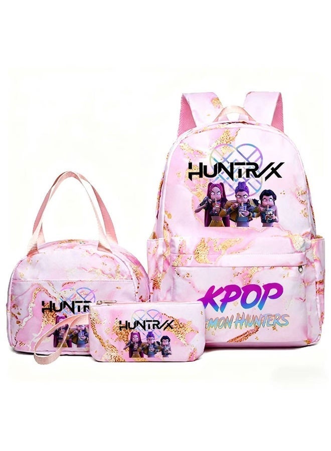 HUNTRITE Demon Hunters backpack pencil Case Lunch bag three-piece suit men and women leisure sports travel backpack student school backpack - Image 1