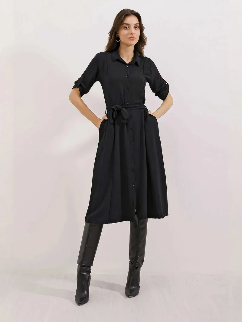 بيغ دارت BDART Textured Midi Dress with Bow