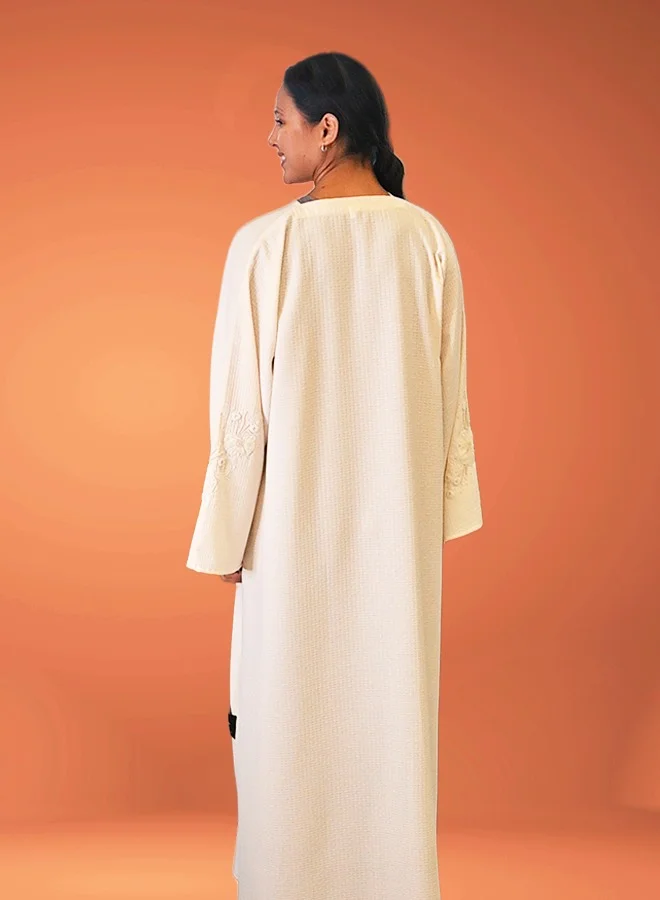 JAMEELA Light Pink Abaya with Stone Embellishments and Embroidery