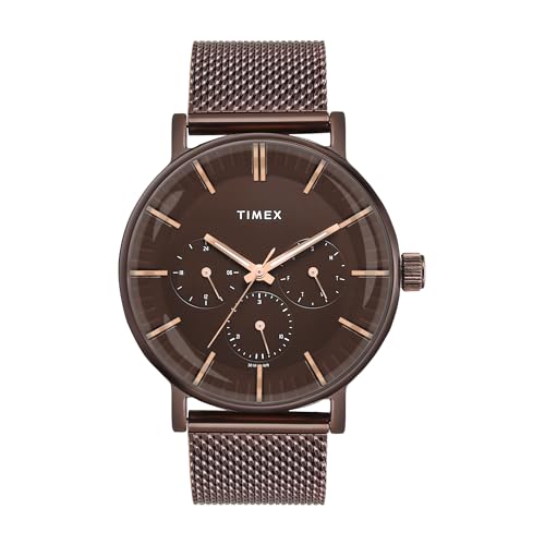 TIMEX Analog Watch for man with Brown Round Dial & Brown Stainless Steel Bracelet Band Water Resistant Men's Wrist Watches - TWEG25703 - Image 1