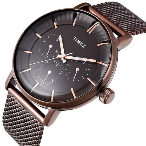 TIMEX Analog Watch for man with Brown Round Dial & Brown Stainless Steel Bracelet Band Water Resistant Men's Wrist Watches - TWEG25703 - Image 2