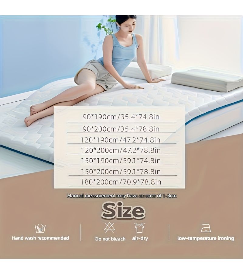 بريميوم أبيض 150×200 مربع رفيع جدًا 1.18 إلى 1.97 بوصة، غير سام، قابل للتنفس، مقاوم للعرق، سهل التنظيف، تثبيت بنمط الحزام، محمول، مناسب لغرفة النوم، التاتامي، قيلولة المكتب - Image 3