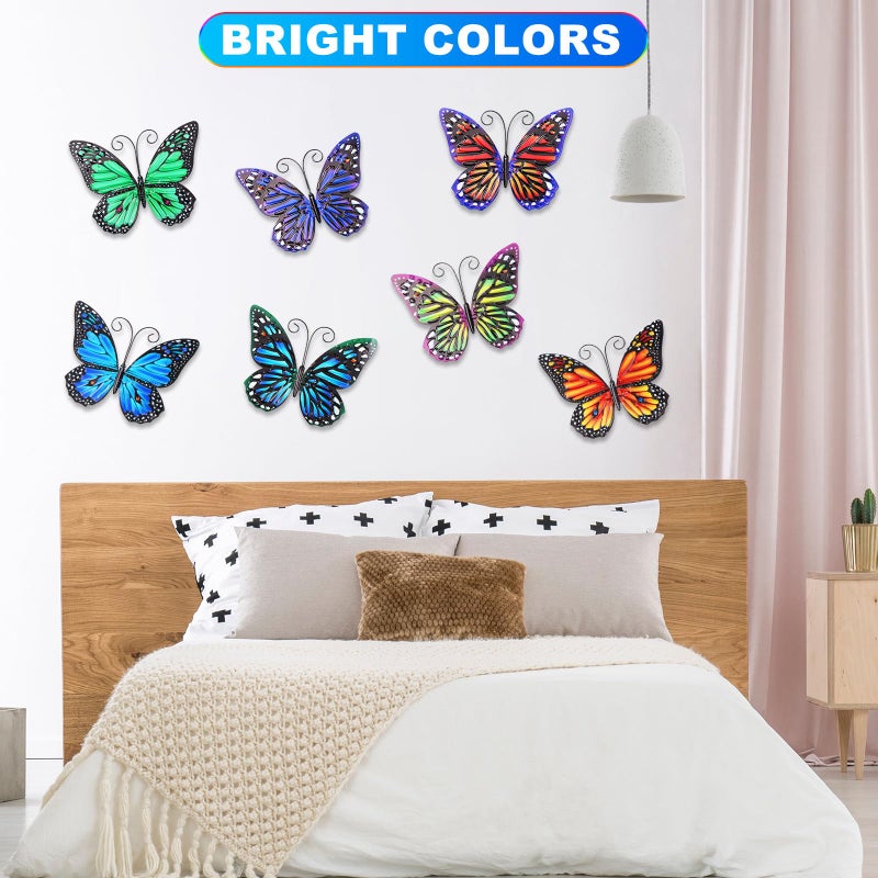 Jetec 8 Pcs Metal Butterfly Wall Decor 6.5 Inch Outdoor Butterflies Wall Art Sculpture 3D Butterfly Hanging Decoration for Spring Outside Fence Garden Yard Home Patio Balcony(Lovely Style) - Image 3