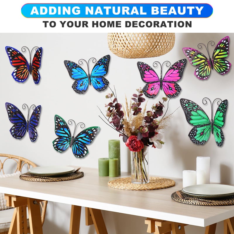 Jetec 8 Pcs Metal Butterfly Wall Decor 6.5 Inch Outdoor Butterflies Wall Art Sculpture 3D Butterfly Hanging Decoration for Spring Outside Fence Garden Yard Home Patio Balcony(Lovely Style) - Image 5