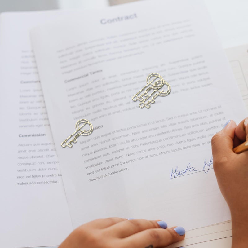 30Pcs Gold Key Shaped Cute Metal Paper Clips for Office Document Organizing Filing - Image 4