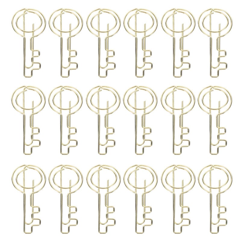 30Pcs Gold Key Shaped Cute Metal Paper Clips for Office Document Organizing Filing - Image 2