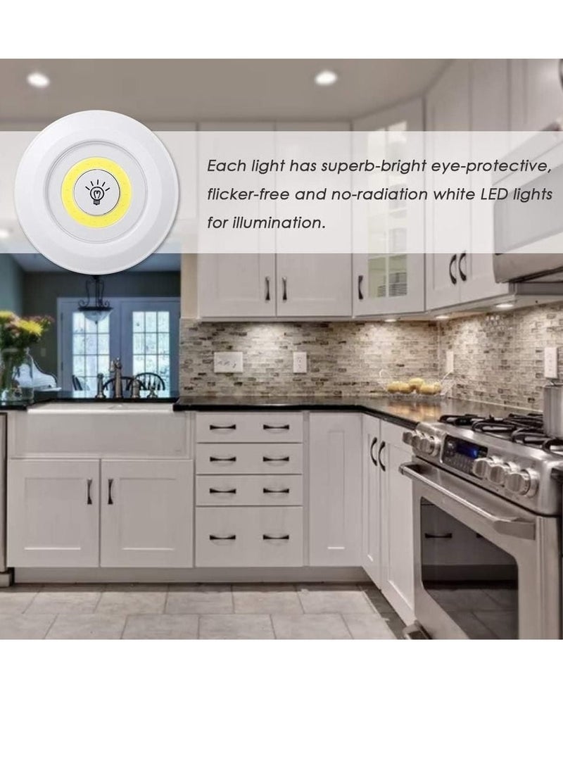 1W COB LED Puck Light 6 Pack with Remote Controller Brightness Adjustable Wireless Dimmable Touch Sensor Control Night Lamp Under Cabinet Lighting Battery Powered Operated for Cabinet Wall - Image 2