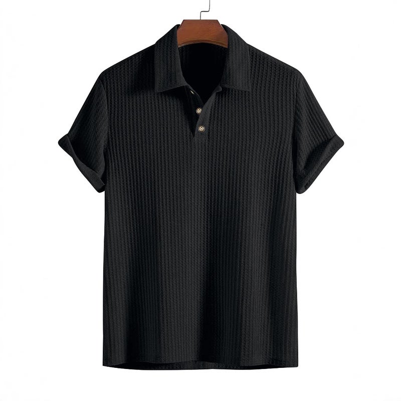 Hongyu 2026 Summer Men's Business Casual Color-Block Polo Shirt, Light Luxury Simple Short-Sleeve Men's Wear with a High-End  Feel - Image 1