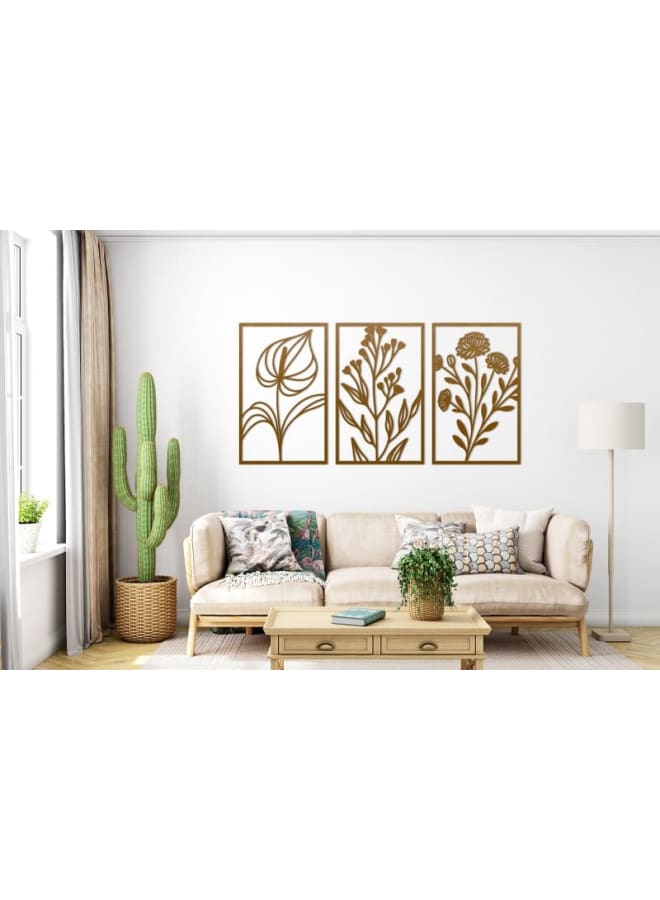 هوم جاليري لوحة فنية جدارية خشبية ثلاثية من مجموعة "همسات الزهور" - Image 1