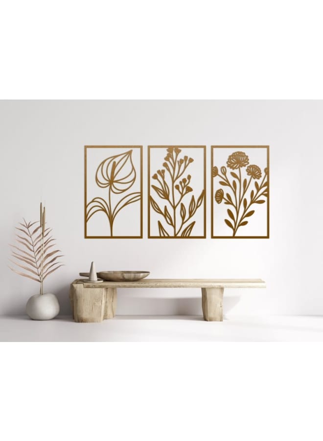 هوم جاليري لوحة فنية جدارية خشبية ثلاثية من مجموعة "همسات الزهور" - Image 2