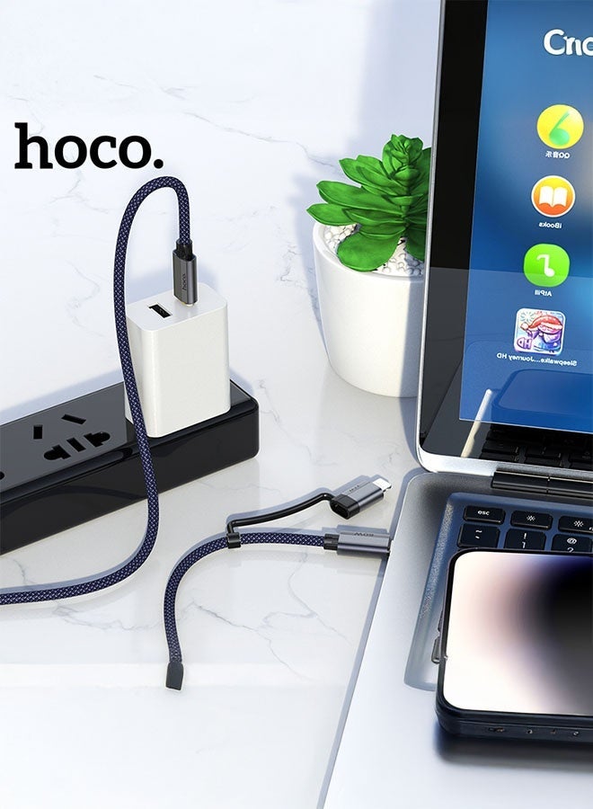 hoco. U134 Primero 2-in-1 Charging Data Cable Type-C to Type-C & iPhone Lightning – Fast Charging & High-Speed Data Transfer – Durable 1.2 Meter Cable with Dual Connectors for Smartphones, Tablets, and Devices – Compatible with iPhone, USB-C Android & More  - Image 4