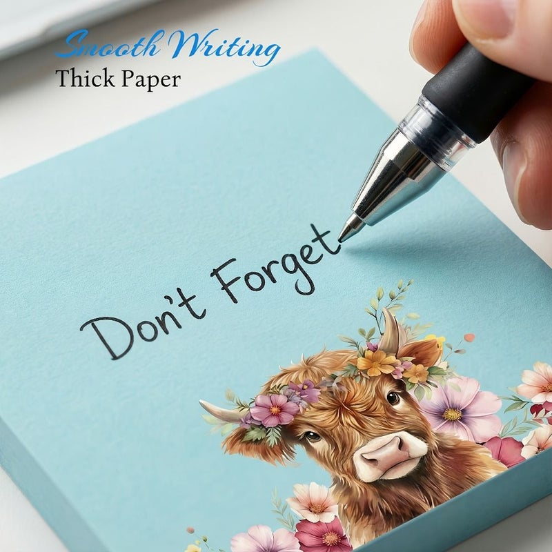 Highland Cow Themed Sticky Notes 100 Sheets Memo Stickers Cute Pattern Note Taking Marking Office Home Use - Image 4